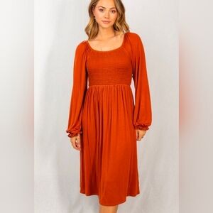 Elegant Rust Women's Dress